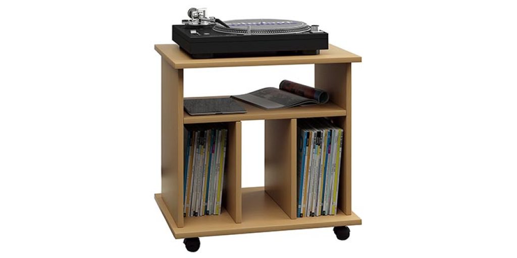 Meuble De Rangement Pour Vinyles NorStone OSLO 1200 - 3 Tiroirs (240 Vinyles) - Blanc/Chêne Clair - 120x64,3x40 Cm - 4
