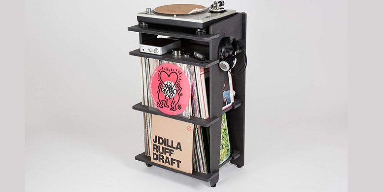 LELELINKY Meuble Platine Vinyle,Support Pour Tourne-Disques à 3 Niveaux Pouvant Contenir Jusqu'à 150 Albums,électrique,Basse,Support Guitare Réglable(Marron